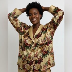 Vintage Victoria’s Secret Floral Button Down Pajama Top Night Gown Dress Medium
